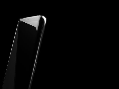 3d Illustration of Black smartphone on a black background.