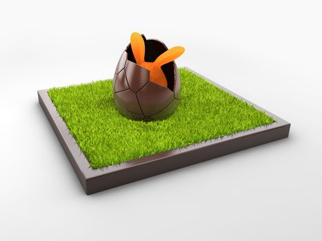 3d Rendering of Chocolate Easter egg with the top broken.