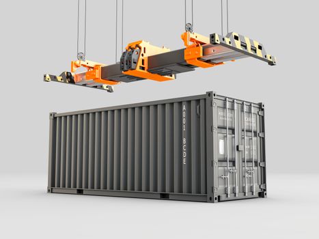 3d Rendering of Container loading with industrial crane. Industry and Transportation concept. Clipping path included.