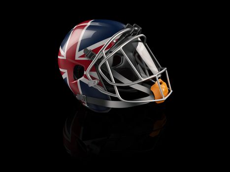 3d rendering of Rugby helmet with England flag for web and mobile design.