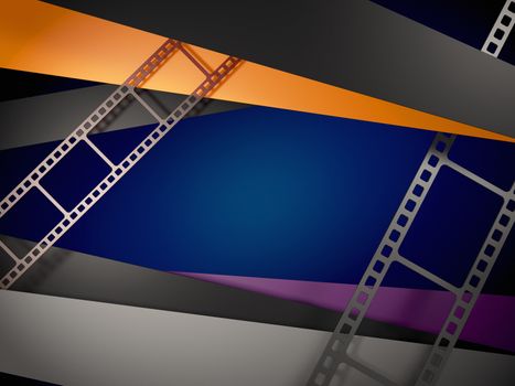 3d Rendering of film reel stripe on abstract background.