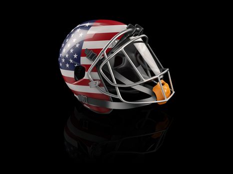 3d Rendering of Regby helmet with USA flag for web and mobile design.