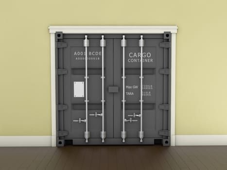 3d Illustration of Shipping Container Door.