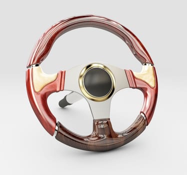 3d rendering of Steering wheel, isolated on the white background.