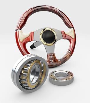 3d rendering of Steering wheel, isolated on the white background.