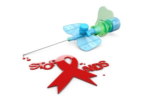 Aids Awareness Red Ribbon. World Aids Day concept. 3d Illustration.