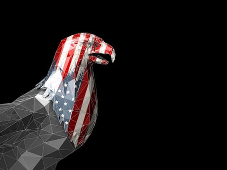 3d Rendering of American eagle with USA flags.