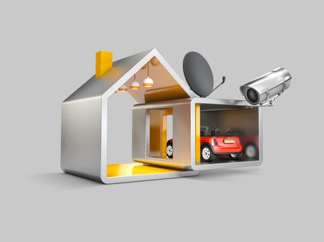 3d Illustration of home security system concept.