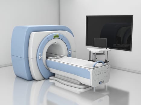 Magnetic resonance imaging device.Isolated MRI scanner 3d illustration