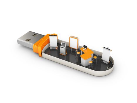 Concept flash memory replacement library. 3d Illustration.
