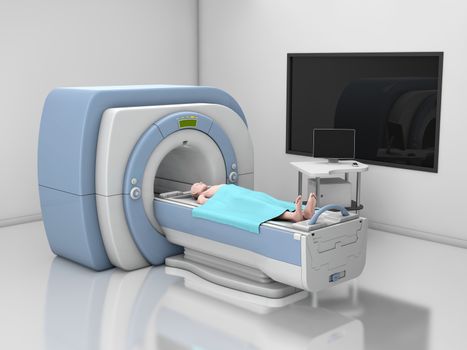 MRI Scanner. Magnetic Resonance Imaging of body. Medicine diagnostic Concept 3d Illustration