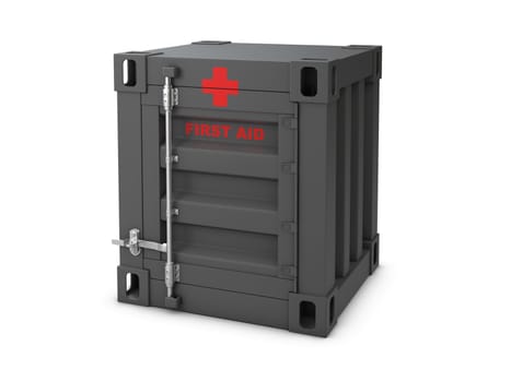 3D illustration of first aids container cabinet isolated white.