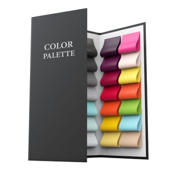 3d Illustration of color palette samples on white background.