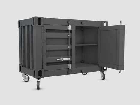 3D illustration of container cabinet isolated white.