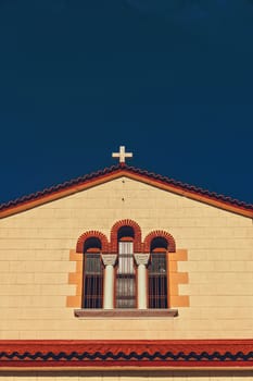 Architectural details on ancient streets of Kos Island in Greece, travel and sightseeing concept