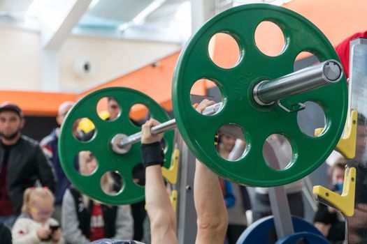 bench press in the gym. competition and tournament