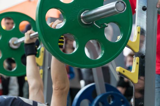 bench press in the gym. competition and tournament