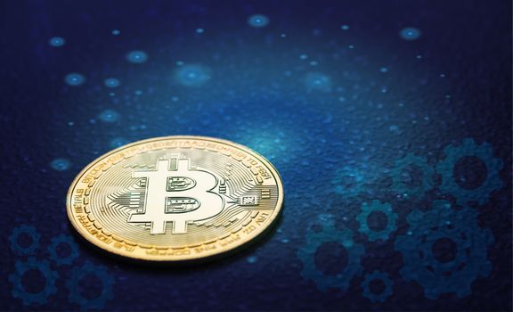 Cryptocurrency golden Bitcoin. Technology cryptocurrency and financial concept.