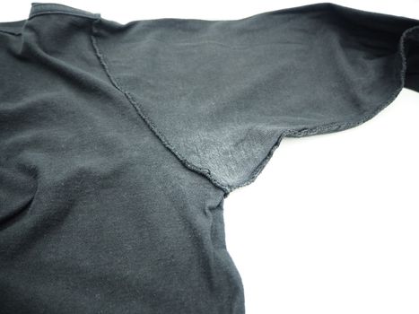 White stain under armpit on T-shirt isolated on white background. 