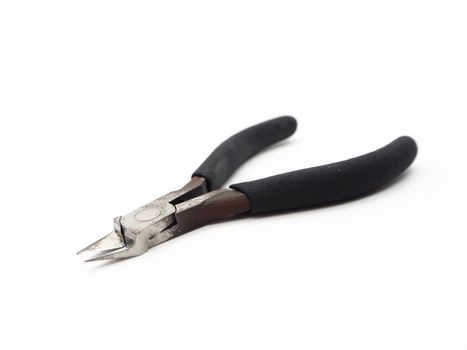 A cutting pliers for model kit isolated on white background.