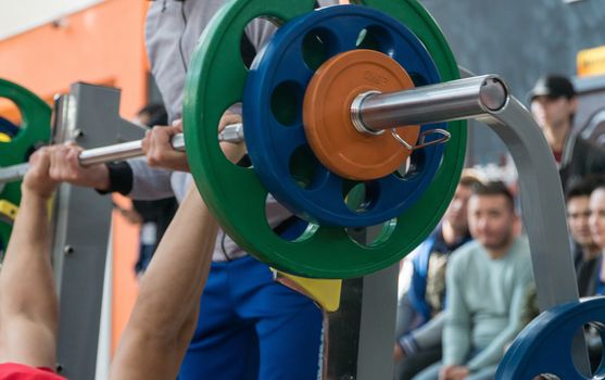 bench press in the gym. competition and tournament