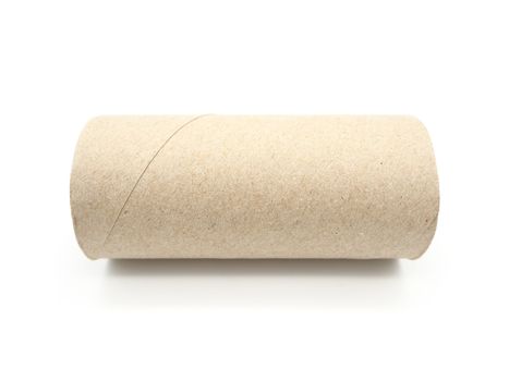 Tissue paper roll core. Empty roll on toilet paper isolated on a white background.