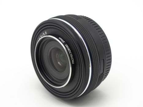 Camera photo lens. Lens digital camera close up isolated on white background.