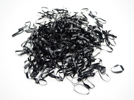 Black and small rubber band isolated on white background.