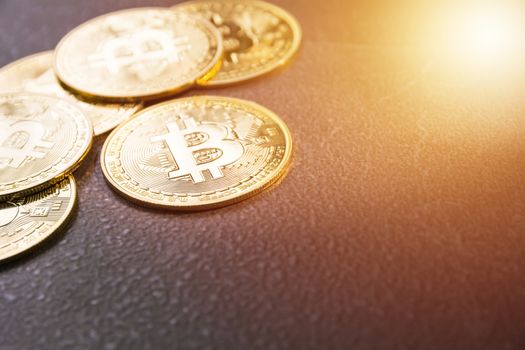 Cryptocurrency golden Bitcoin. Technology cryptocurrency and financial concept.