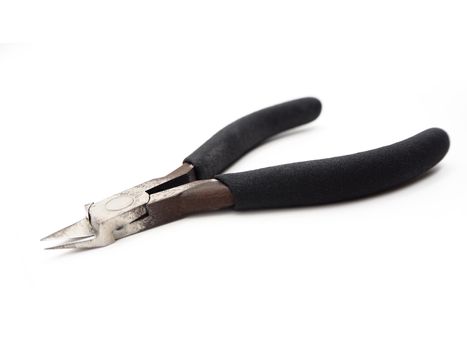 A cutting pliers for model kit isolated on white background.