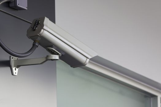 Closed Circuit Television camera. Closed circuit television recording from front of house.