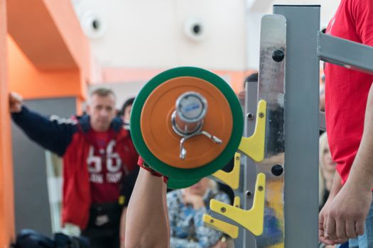 bench press in the gym. competition and tournament