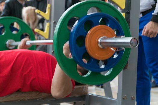 bench press in the gym. competition and tournament