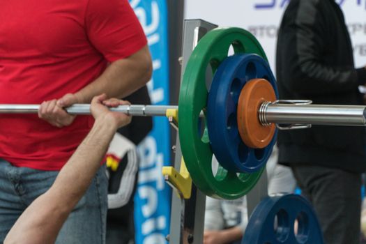 bench press in the gym. competition and tournament