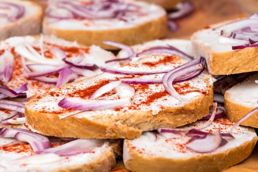 Traditional hungarian food,fat,onion and bread