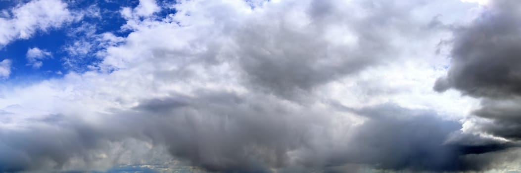 Stunning colorful sky panorama showing beautiful cloud formations in high resolution.