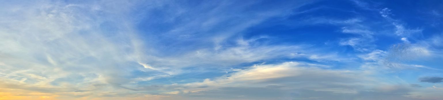 Stunning colorful sky panorama showing beautiful cloud formations in high resolution.