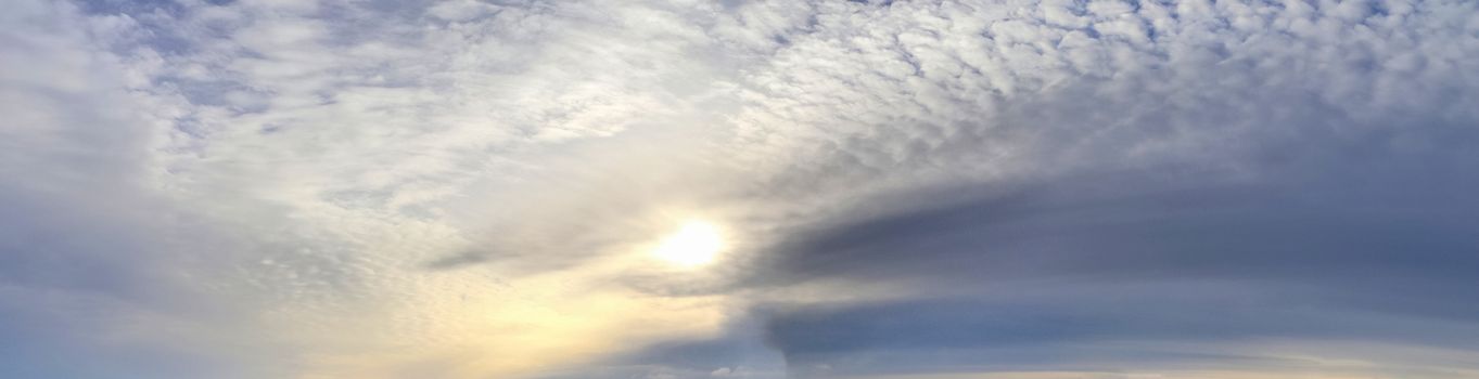 Stunning colorful sky panorama showing beautiful cloud formations in high resolution.