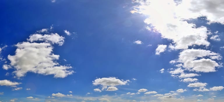 Stunning colorful sky panorama showing beautiful cloud formations in high resolution.