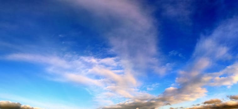 Stunning colorful sky panorama showing beautiful cloud formations in high resolution.