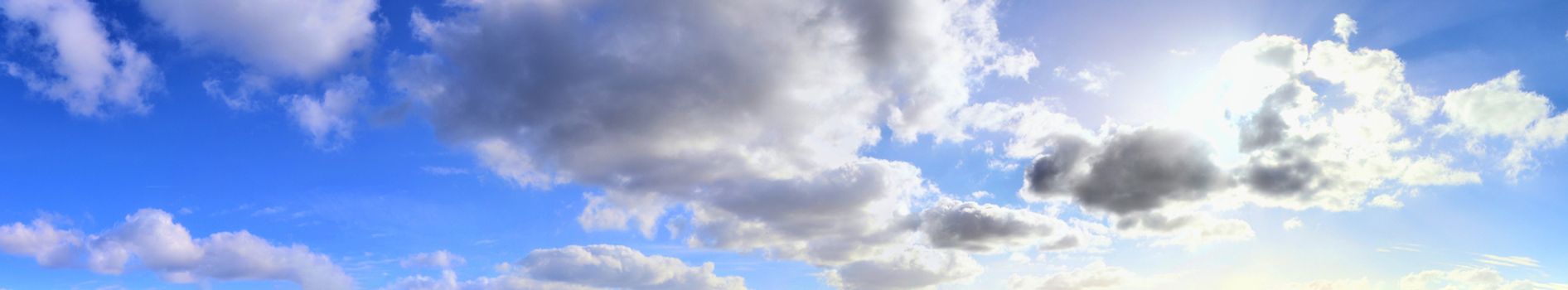 Stunning colorful sky panorama showing beautiful cloud formations in high resolution.