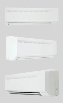 home air conditioning on a white background with three camera angles