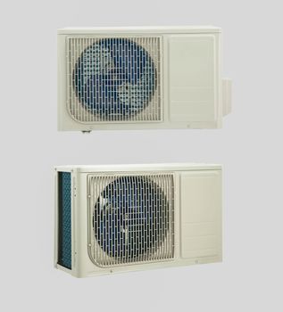 two positions of the air conditioner unit on a white background