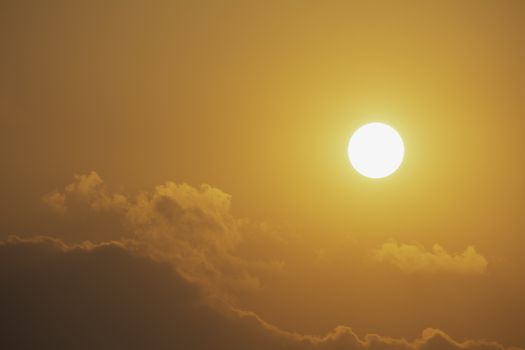 The sky with cloud and sunset for clean energy power, clear weather concept.