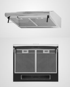 kitchen hood in two angles on a white background. isolated