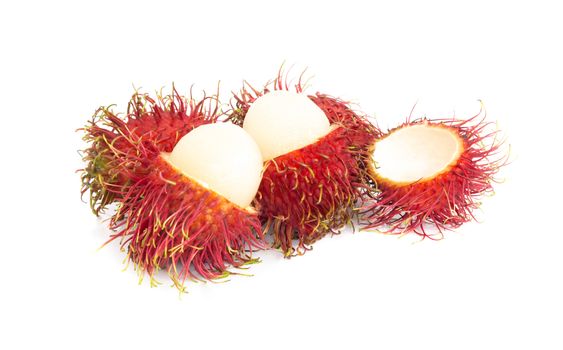 Fresh ripe rambutan tropical fruit isolated on white background