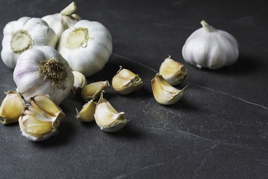 Fresh Garlic sliced and garlic bulb with copy space concept of food and healthy. 