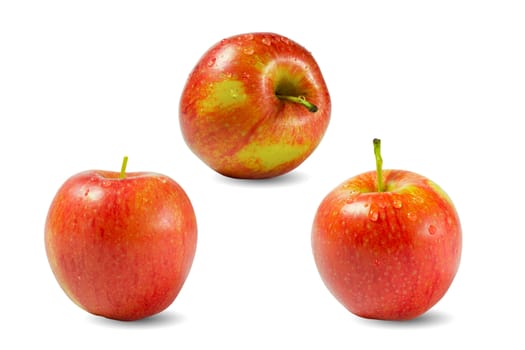 Fresh red apples isolated on white background. Close up of Apple.