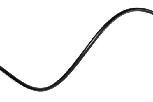 A Black wire cable isolated on a white background abstraction.