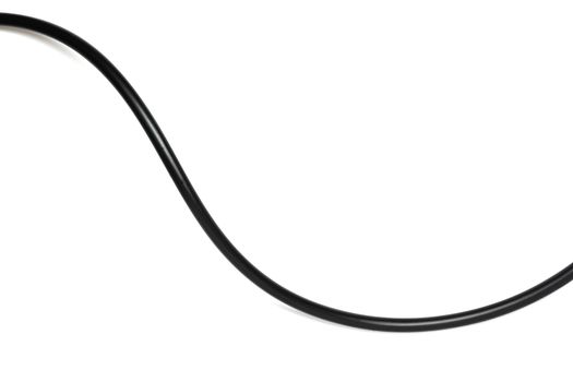 A Black wire cable isolated on a white background abstraction.